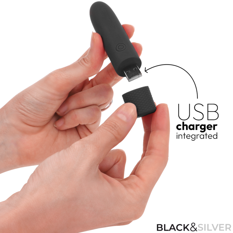 Uovo Vibrante USB Black&Silver Geri — 8 Vibrazioni, 10 cm