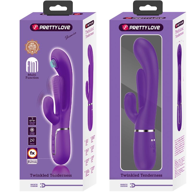 Vibratore Rabbit Triplo Pretty Love Shania — 7 Modalità, Viola