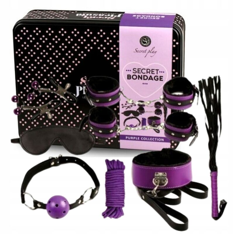 Kit Bondage BDSM Secretplay — 8 Pezzi, Pelle Sintetica Nera