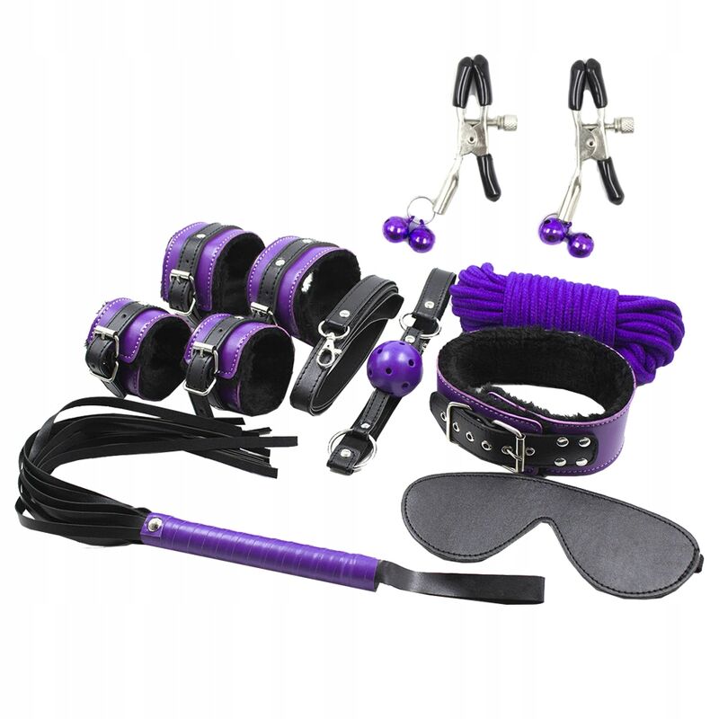Kit Bondage BDSM Secretplay — 8 Pezzi, Pelle Sintetica Nera