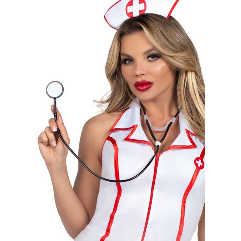 Costume Erotico Infermiera Leg Avenue — Bianco, S/M