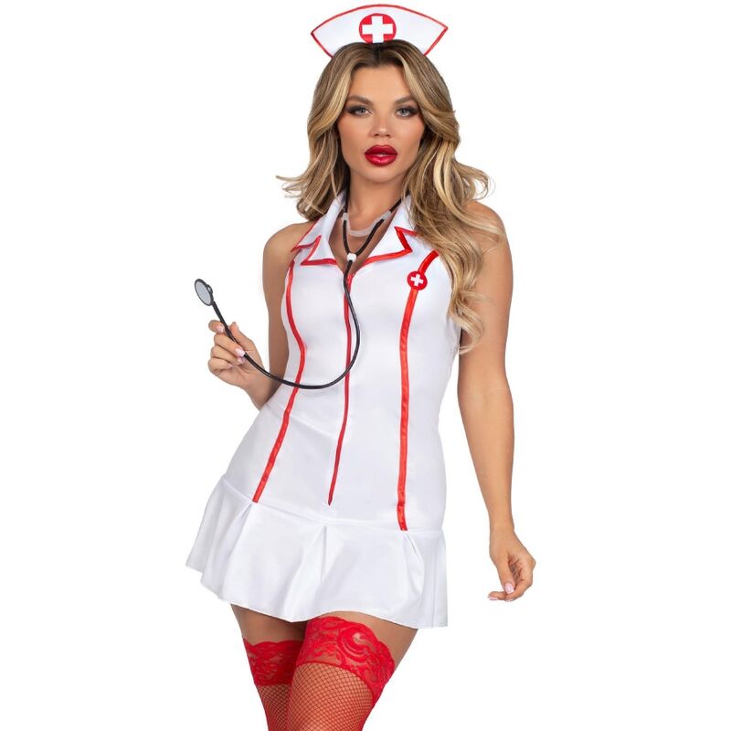 Costume Erotico Infermiera Leg Avenue — Bianco, S/M