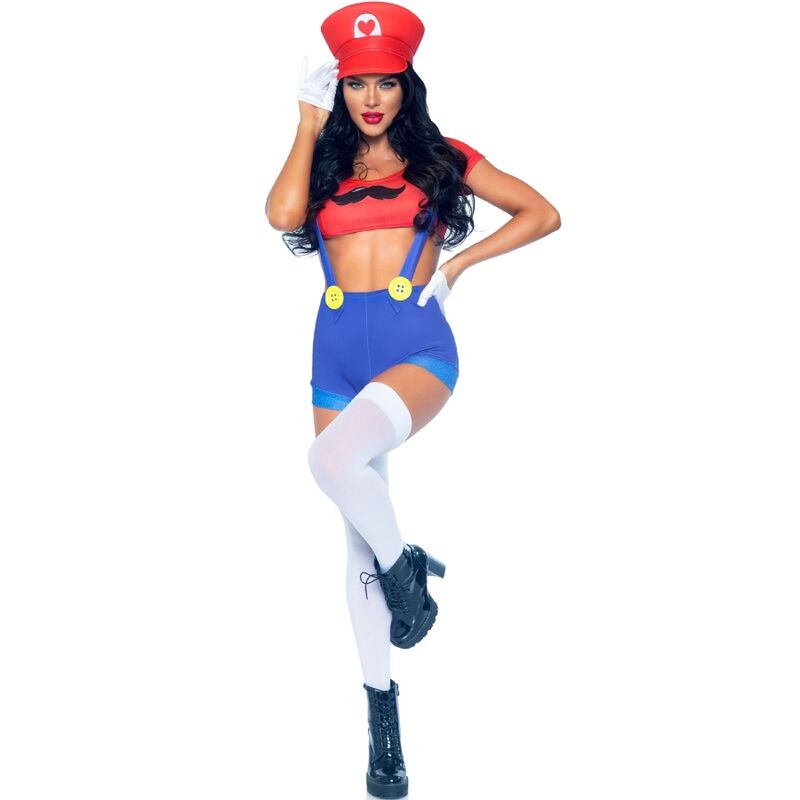 Costume Erotico Mario Bros Leg Avenue — Rosso/Blu, taglia S