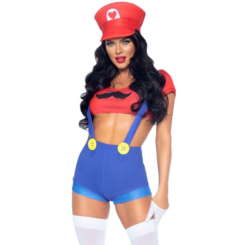 Costume Erotico Mario Bros Leg Avenue — Rosso/Blu, taglia S