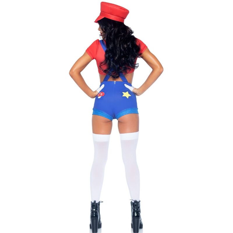 Costume Erotico Mario Bros Leg Avenue — Rosso/Blu, Taglia M