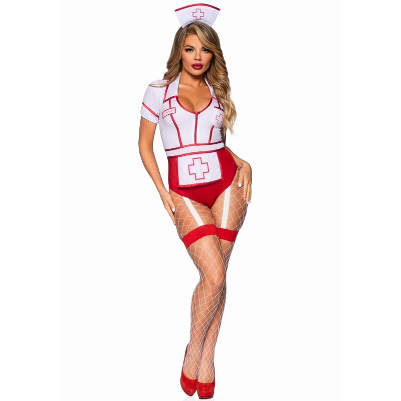 Costume Erotico da Infermiera Leg Avenue — Rosso/Bianco