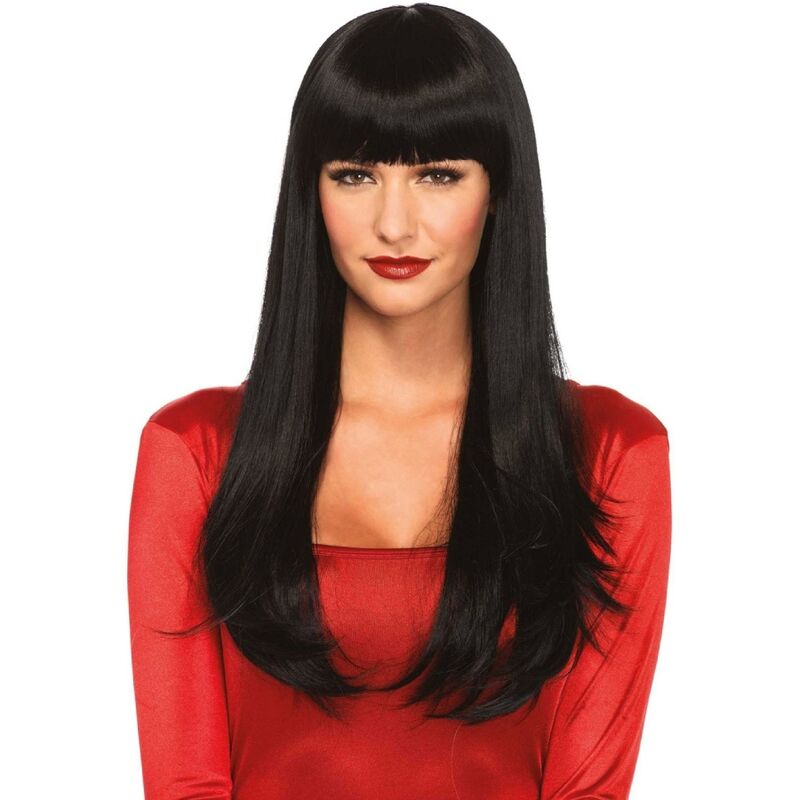 Parrucca Lunga Liscia con Frangia Leg Avenue Bangin — Nera