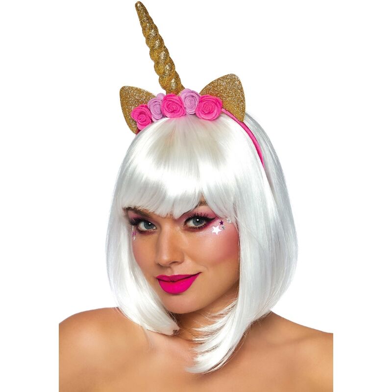 Cerchietto Unicorno con Fiori Leg Avenue — Accessorio Dorato