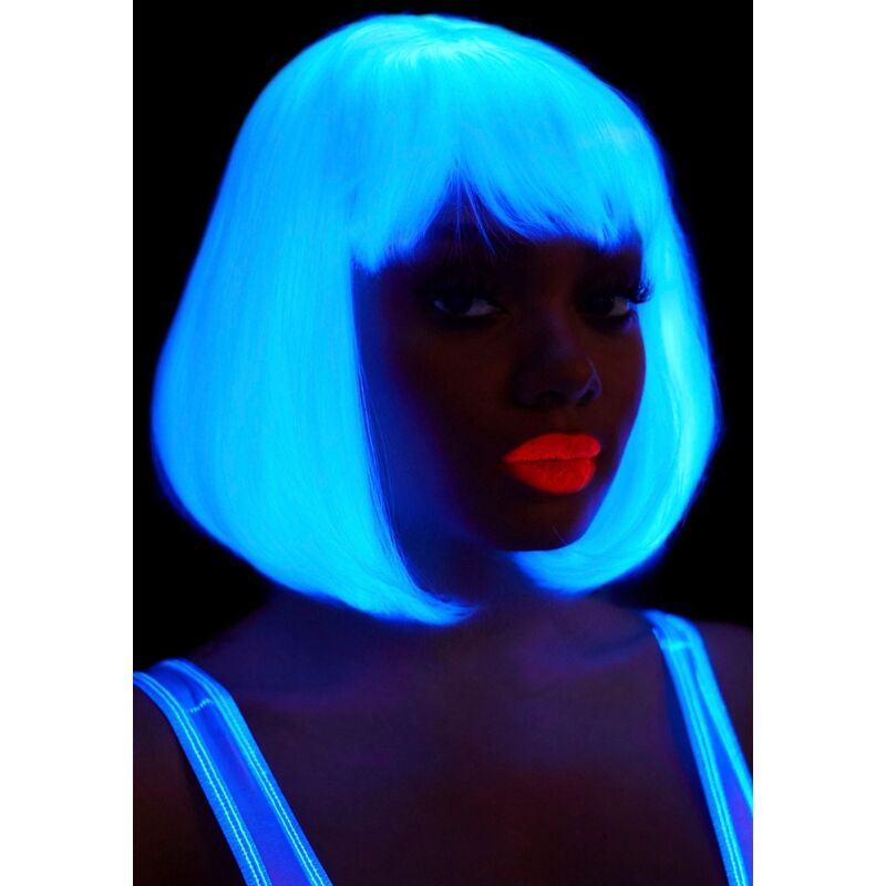 Parrucca Bob Fosforescente Leg Avenue — Bianca, Effetto Glow