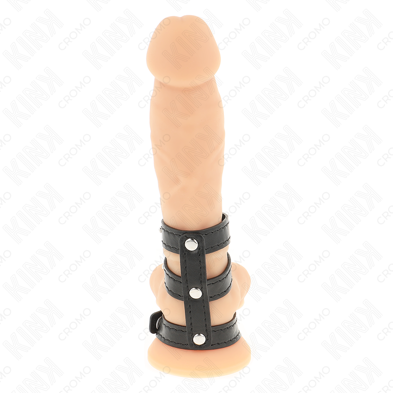 Anello Fallico in Pelle Triplo Kink Ring Power — Chiusura a Pressione