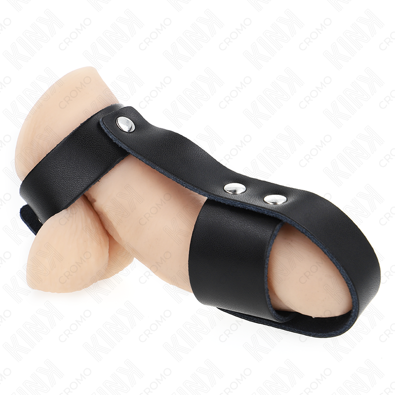 Anello Fallico BDSM in Pelle Kink — Divisore Palline Regolabile
