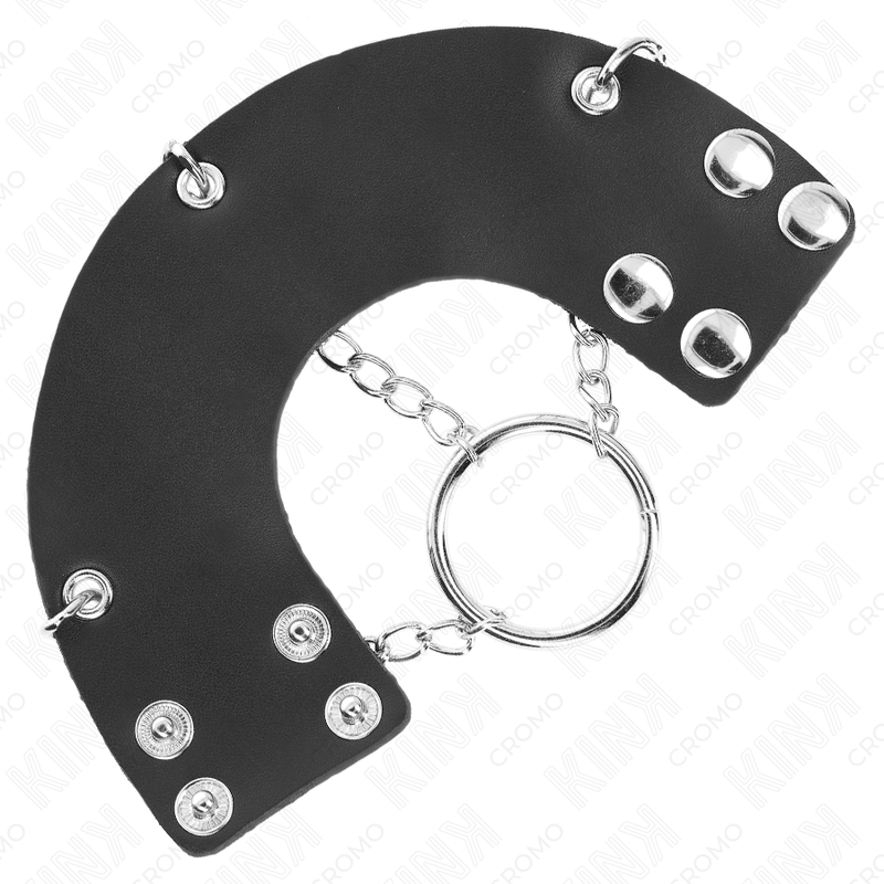 Anello Fallico con Cintura in Pelle Kink Ring Power — Metallo