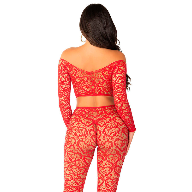 Lingerie Sexy Crop Top e Calze Leg Avenue — Rosso, Taglia Unica