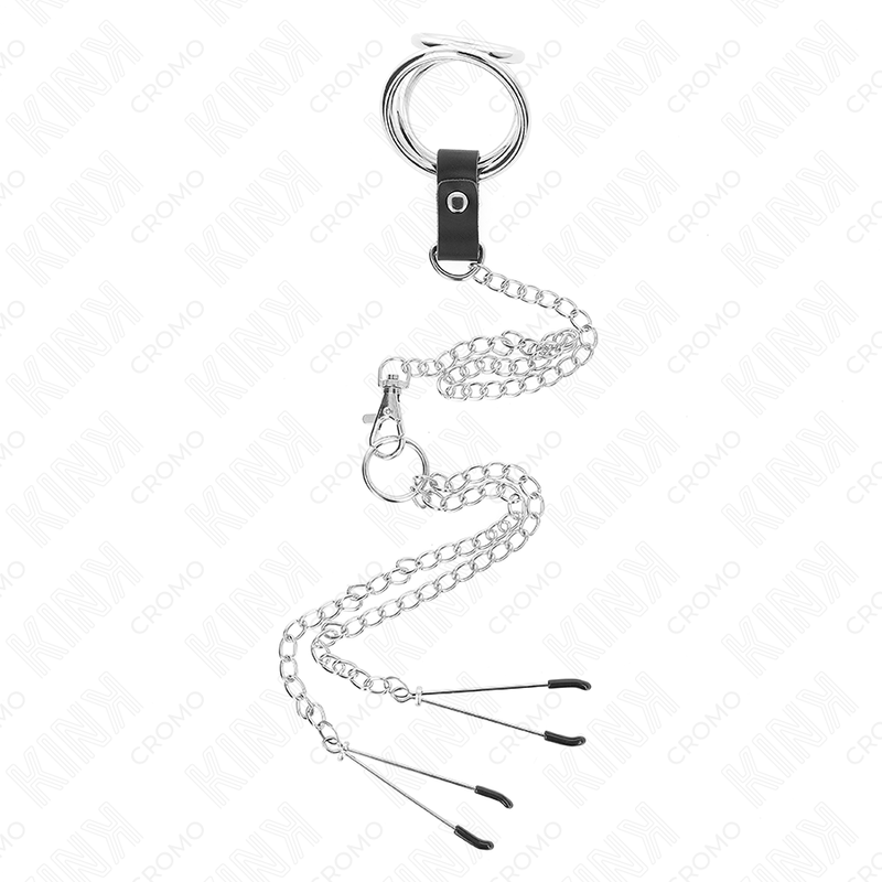 Anello Fallico con Clip Capezzoli Kink Ring Power — Metallo