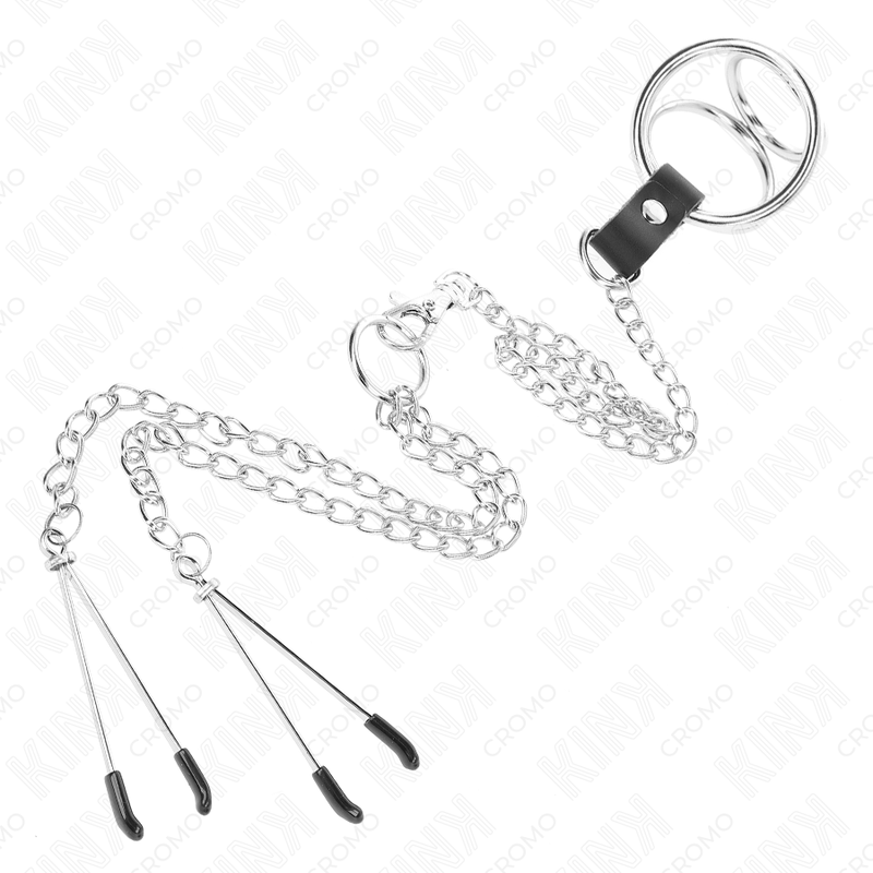 Anello Fallico con Clip Capezzoli Kink Ring Power — Metallo