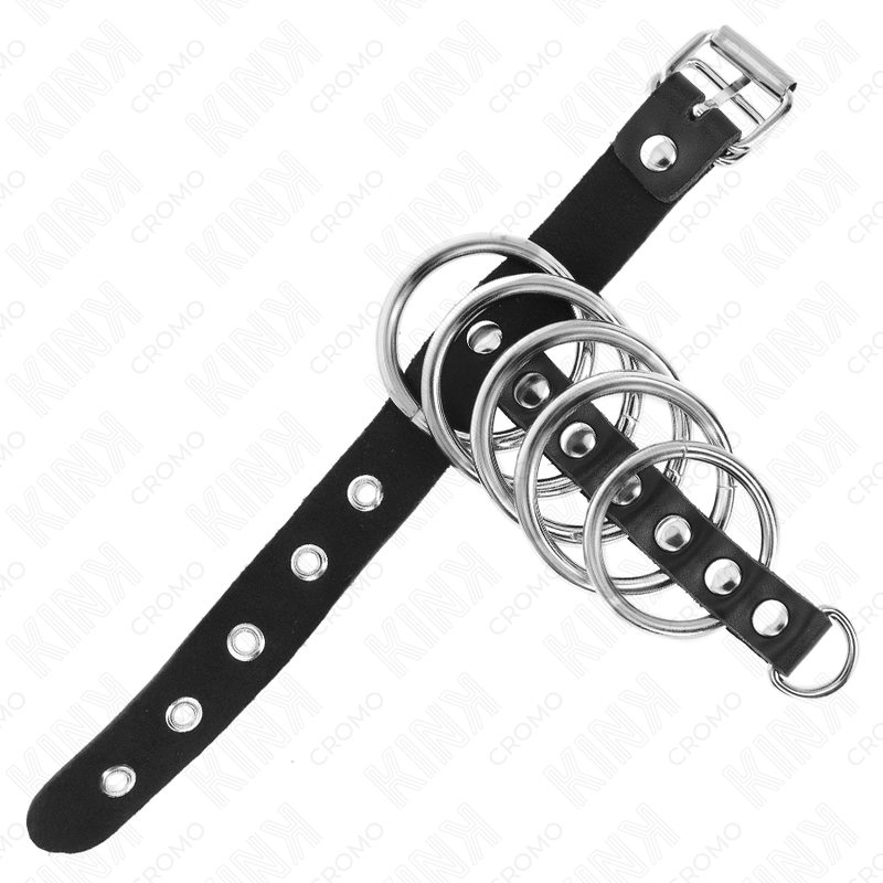 Anello Fallico in Pelle BDSM Kink Ring Power — 5 Anelli Metal