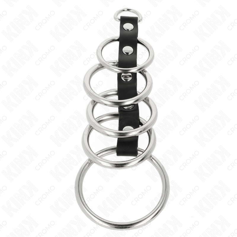 Set 5 Anelli Fallici in Metallo Kink Ring Power — 3,2–5 cm