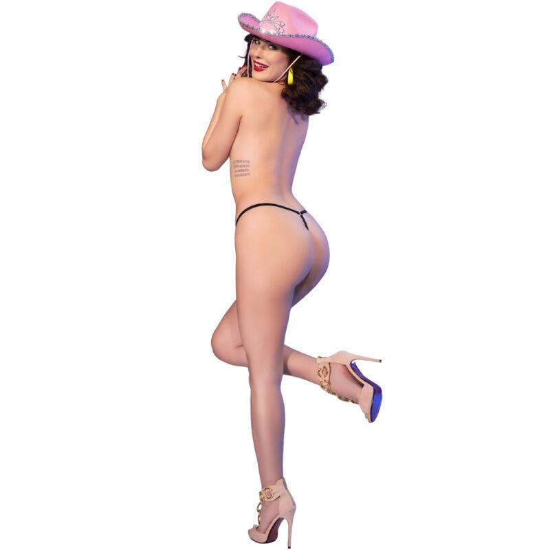 Perizoma Sexy Chilirose CR4836 Kiss Me — Stampa Neon, Nero L/XL