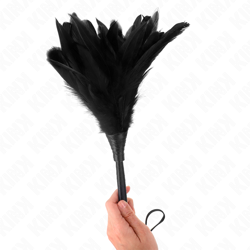 Frustino BDSM con Piume Kink — Corno Nero 36 cm