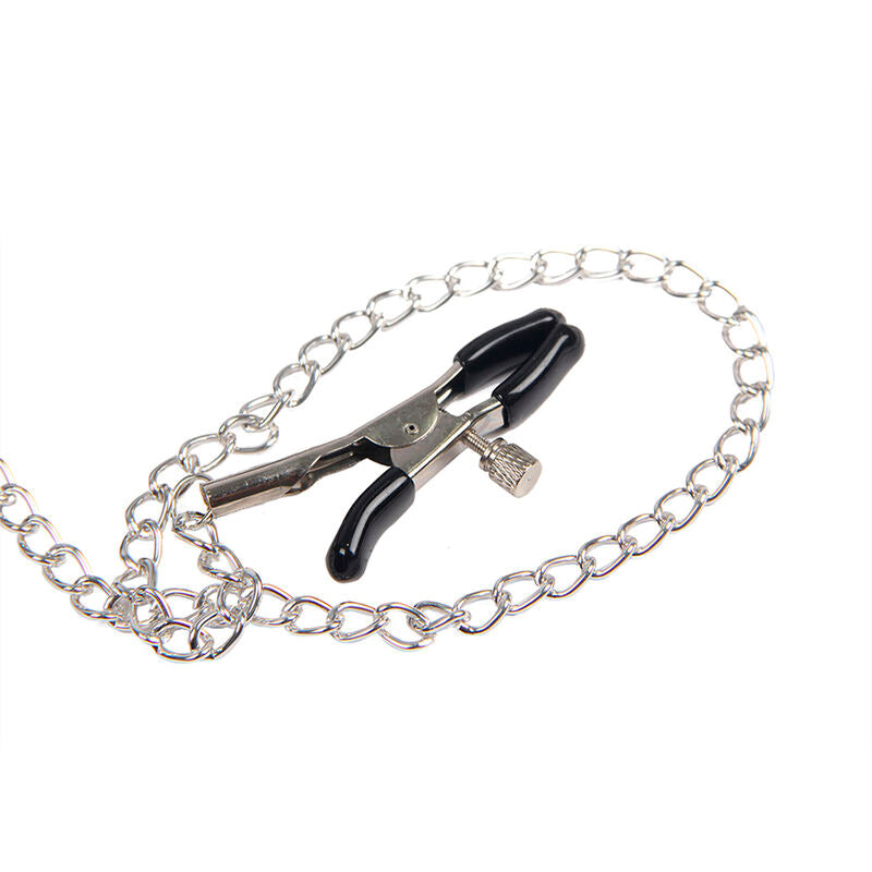 Pinze per Capezzoli con Laccio BDSM Subblime — Pelle Nera