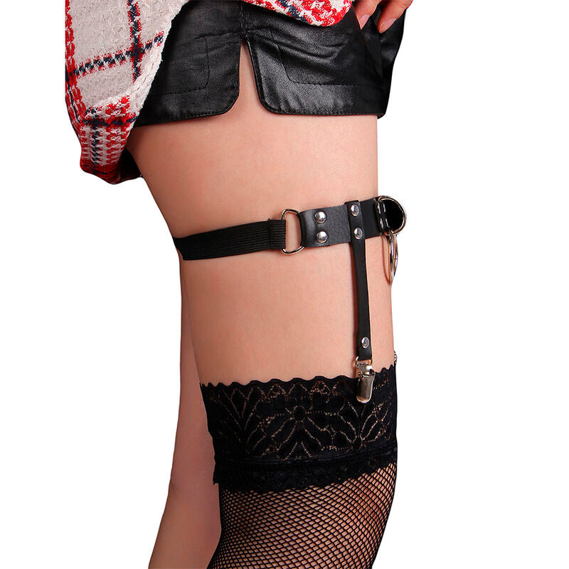 Reggicalze Punk in Pelle Subblime — Taglia Unica, Nero
