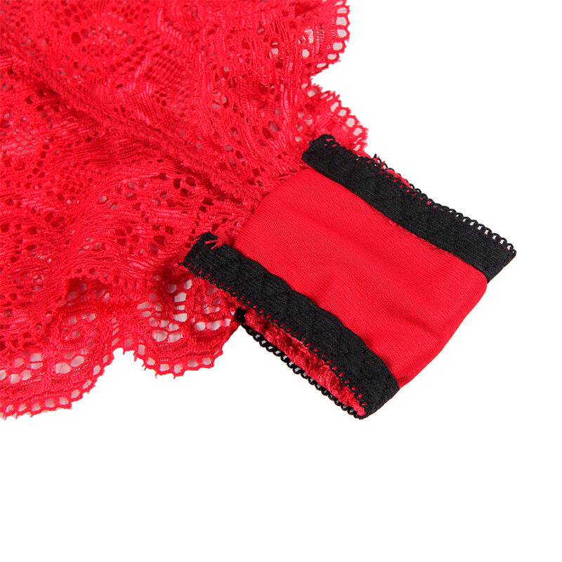 Lingerie Sexy Subblime Camicia Notte Seta e Pizzo — Slip Rosso