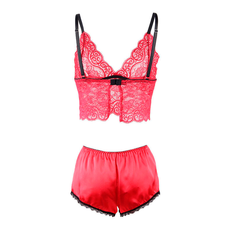 Lingerie Sexy Subblime Camicia Notte Seta e Pizzo — Slip Rosso