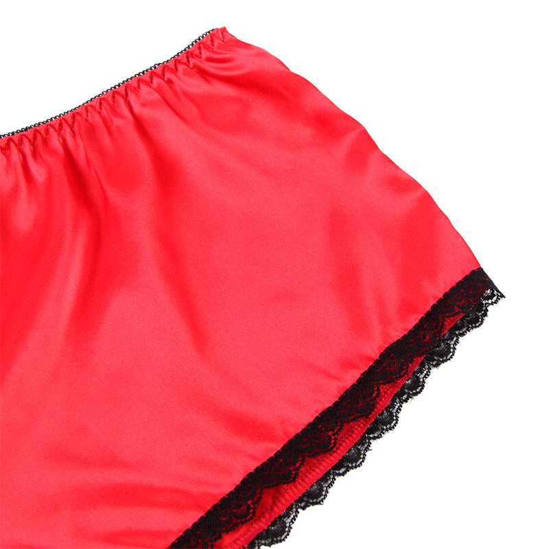 Lingerie Sexy Subblime Camicia Notte Seta e Pizzo — Slip Rosso