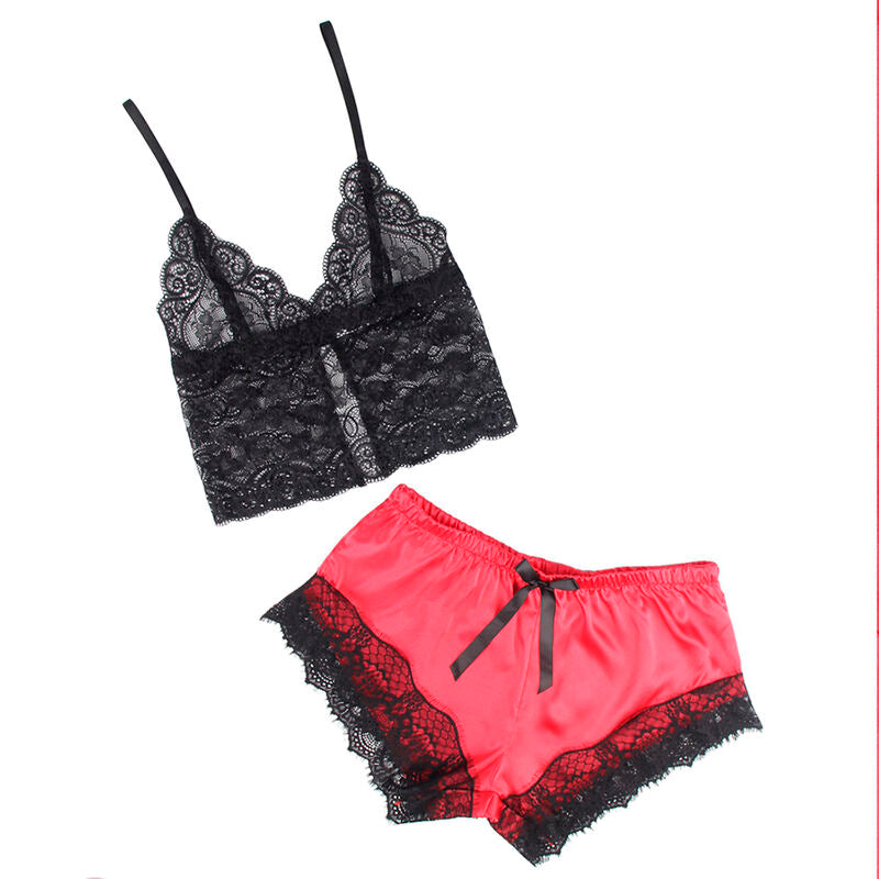 Lingerie Sexy Subblime Camicia Seta e Pantaloni Pizzo — S/M