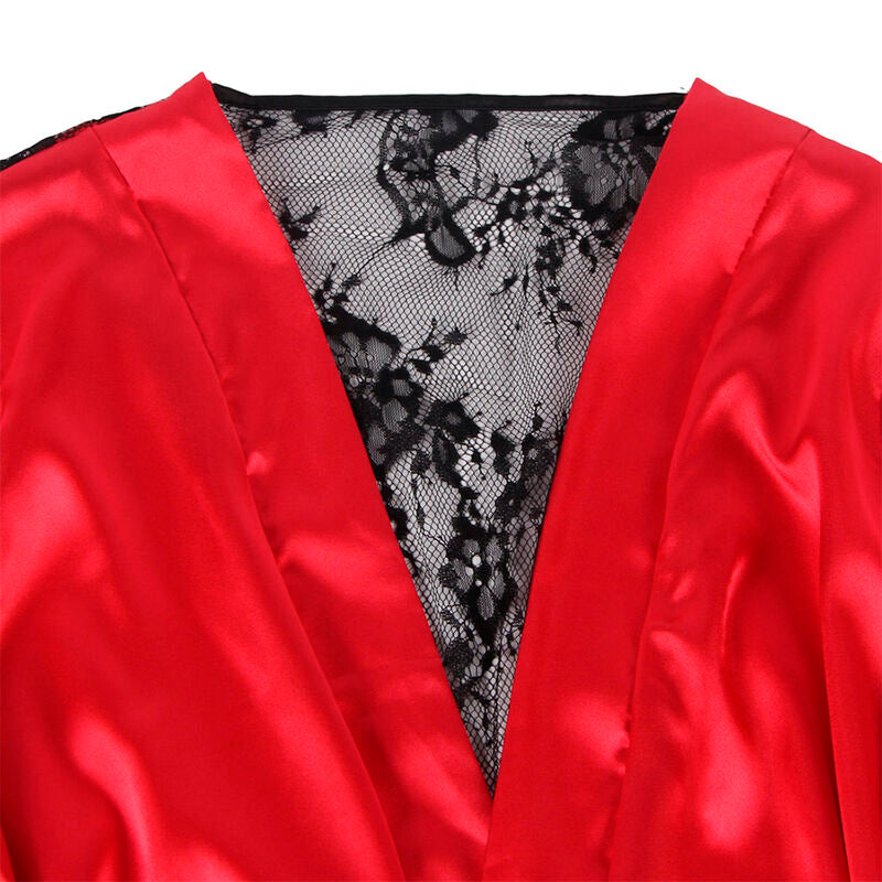 Lingerie Sexy Subblime Canottiera Pizzo e Perizoma — Rosso/Nero S/M