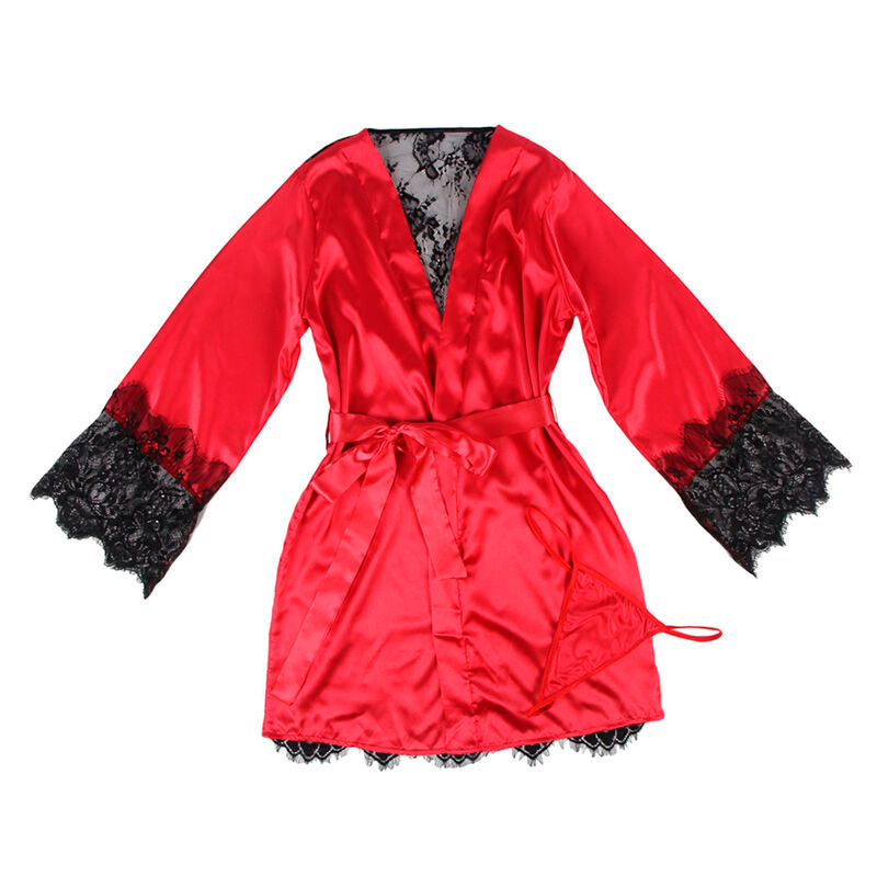 Lingerie Sexy Subblime Canottiera Pizzo e Perizoma — Rosso/Nero S/M