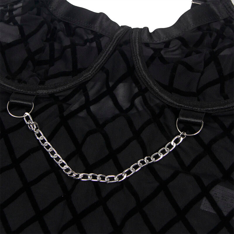 Body Erotico con Catene e Reggicalze Subblime — Nero L/XL