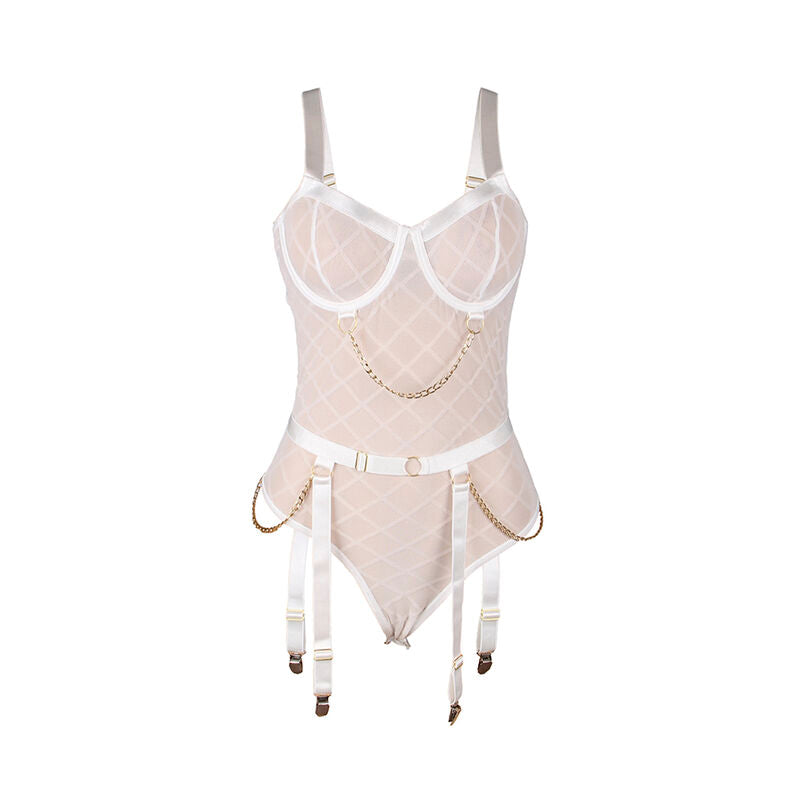 Body Erotico con Catene e Cintura Subblime — Bianco S/M