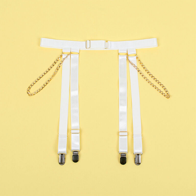 Body Erotico con Catene e Cintura Subblime — Bianco S/M