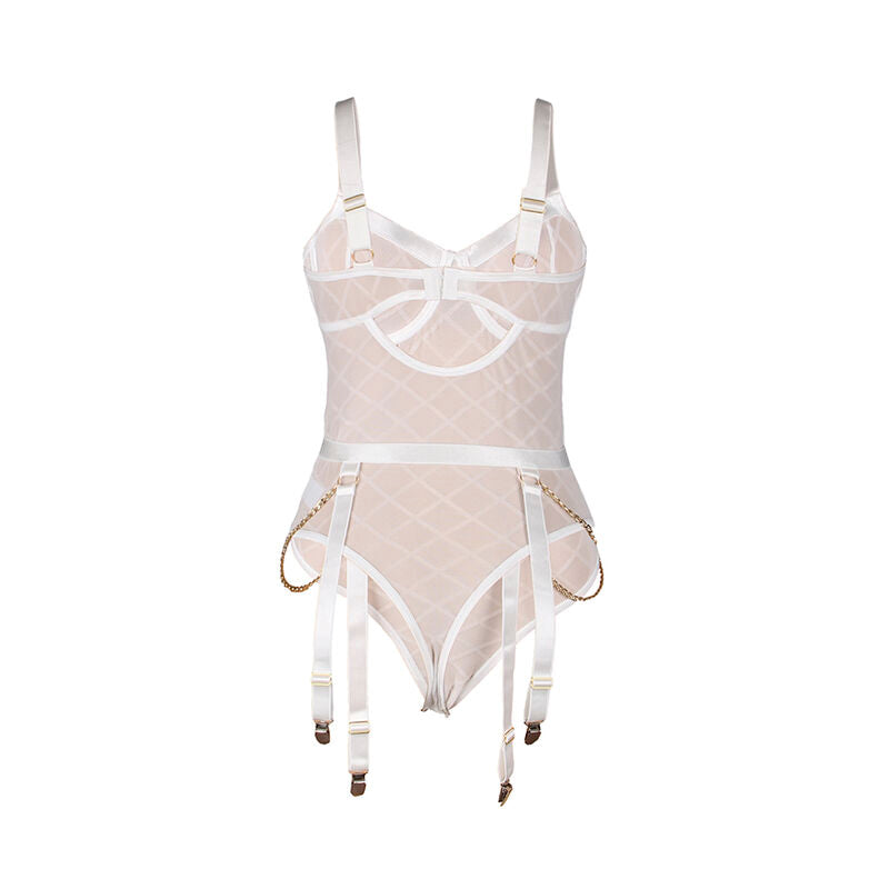 Body Erotico con Catene e Cintura Subblime — Bianco L/XL