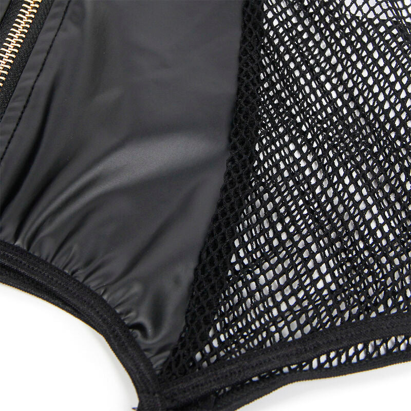 Abito Sexy in Rete e Pelle Subblime — Nero, L/XL