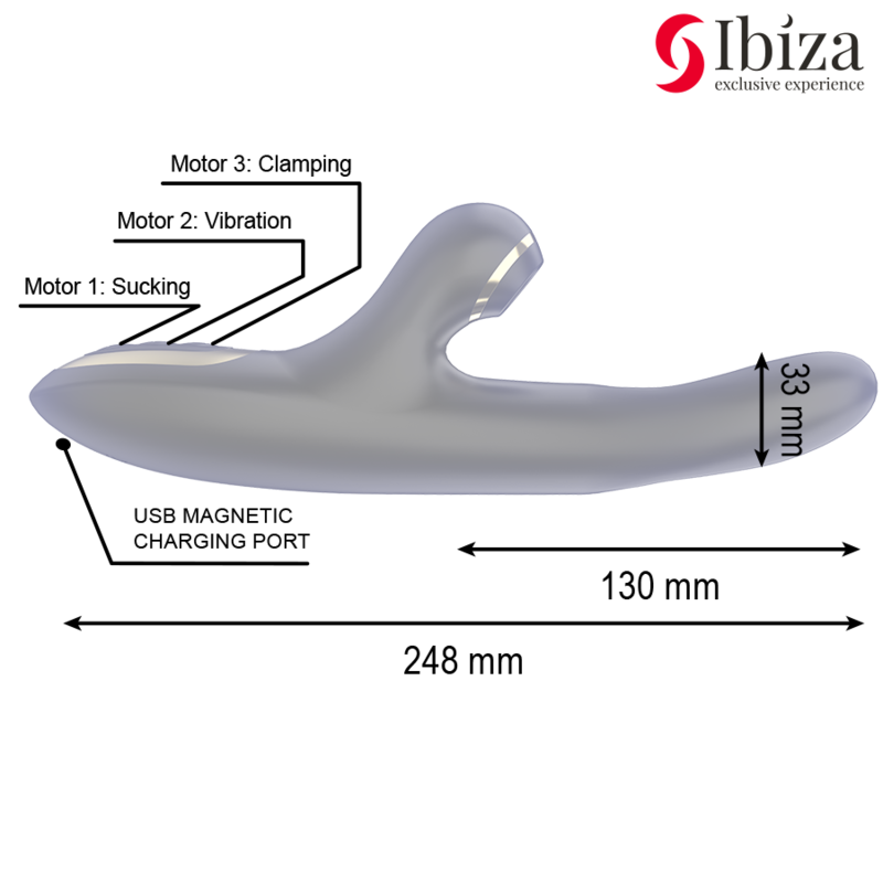 Vibratore a Doppio Morsetto Ibiza Double Clamping — Nero