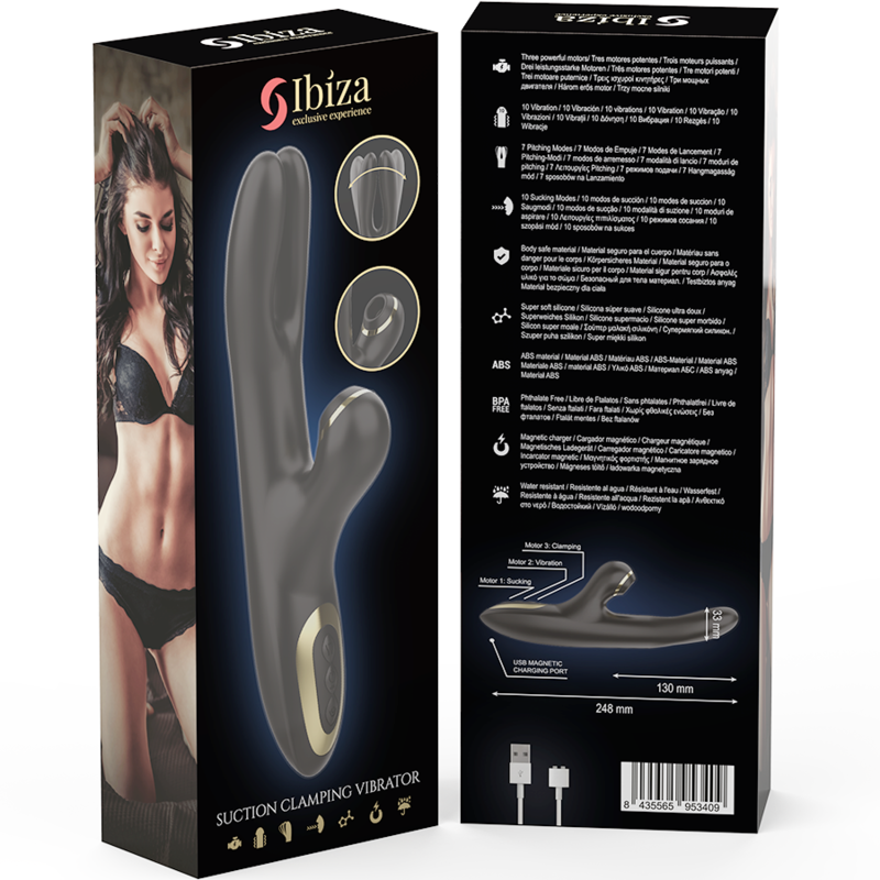 Vibratore a Doppio Morsetto Ibiza Double Clamping — Nero