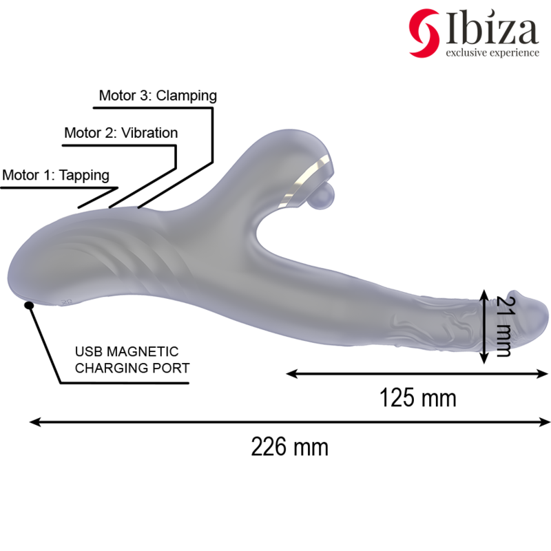 Vibratore Rabbit Ibiza Two Dragons — Doppio Stimolatore, Nero