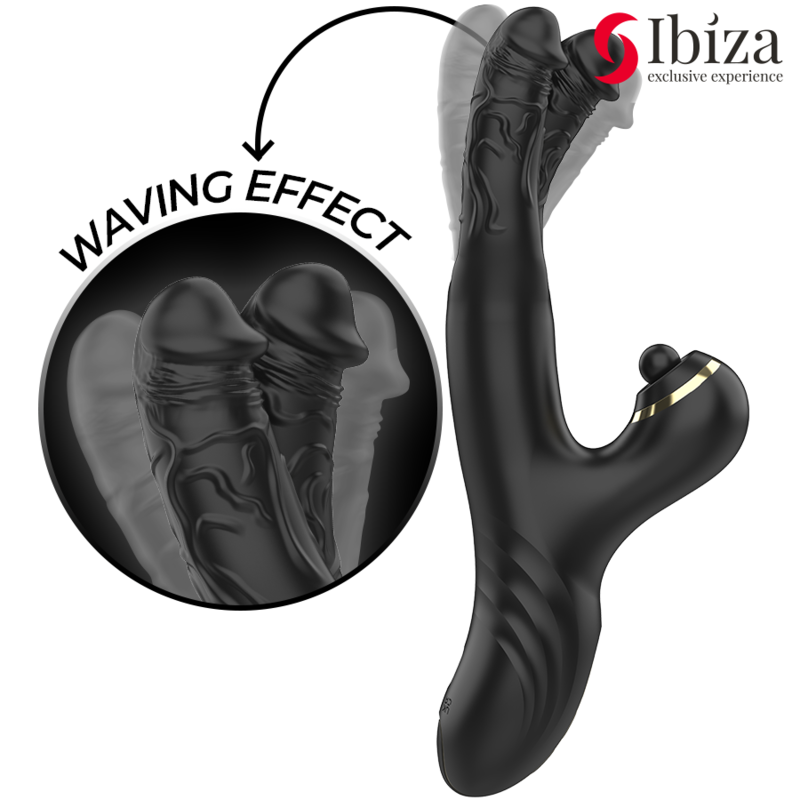Vibratore Rabbit Ibiza Two Dragons — Doppio Stimolatore, Nero