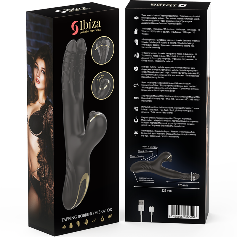 Vibratore Rabbit Ibiza Two Dragons — Doppio Stimolatore, Nero
