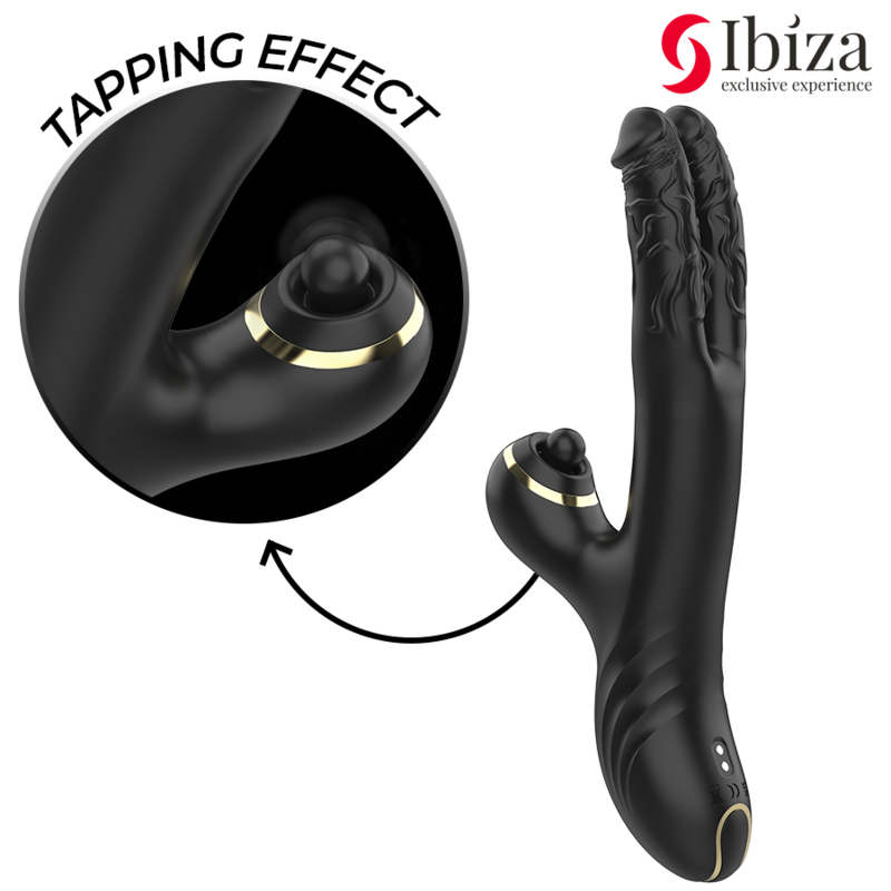 Vibratore Rabbit Ibiza Two Dragons — Doppio Stimolatore, Nero