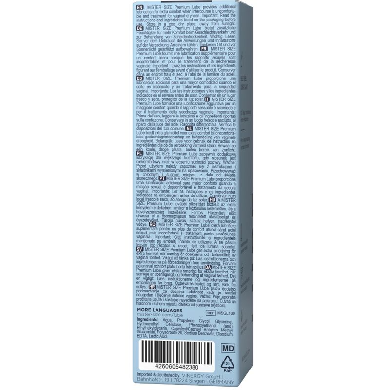 Lubrificante Intimo Base Acqua Mister Size Premium — 100 ml