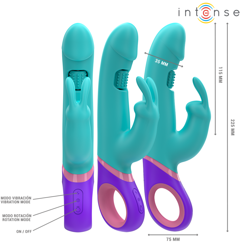 Vibratore Rabbit Punto G Intense Monica — Rotante, Blu
