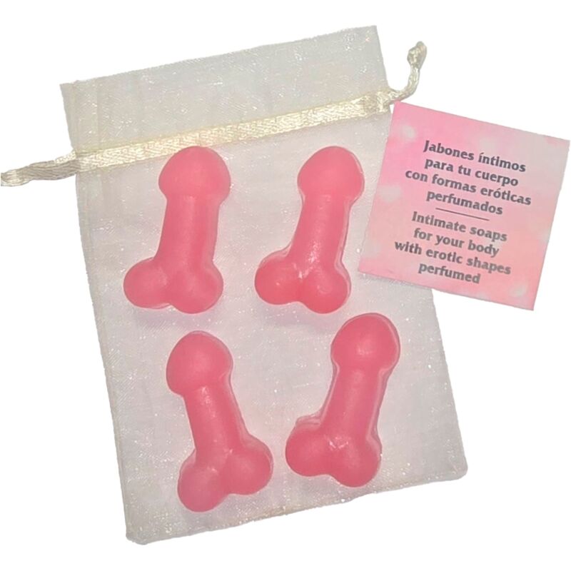 Saponi a Forma di Pene Diablo Picante — Rosa, 4 Pezzi