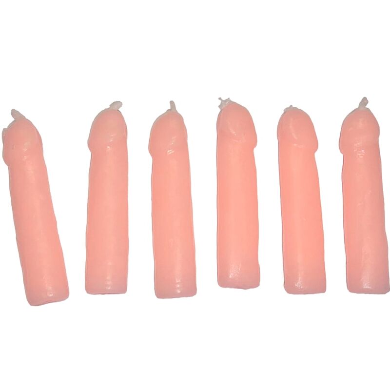 Set Candele a Forma di Pene Diablo Picante — 6 Pezzi, Color Carne