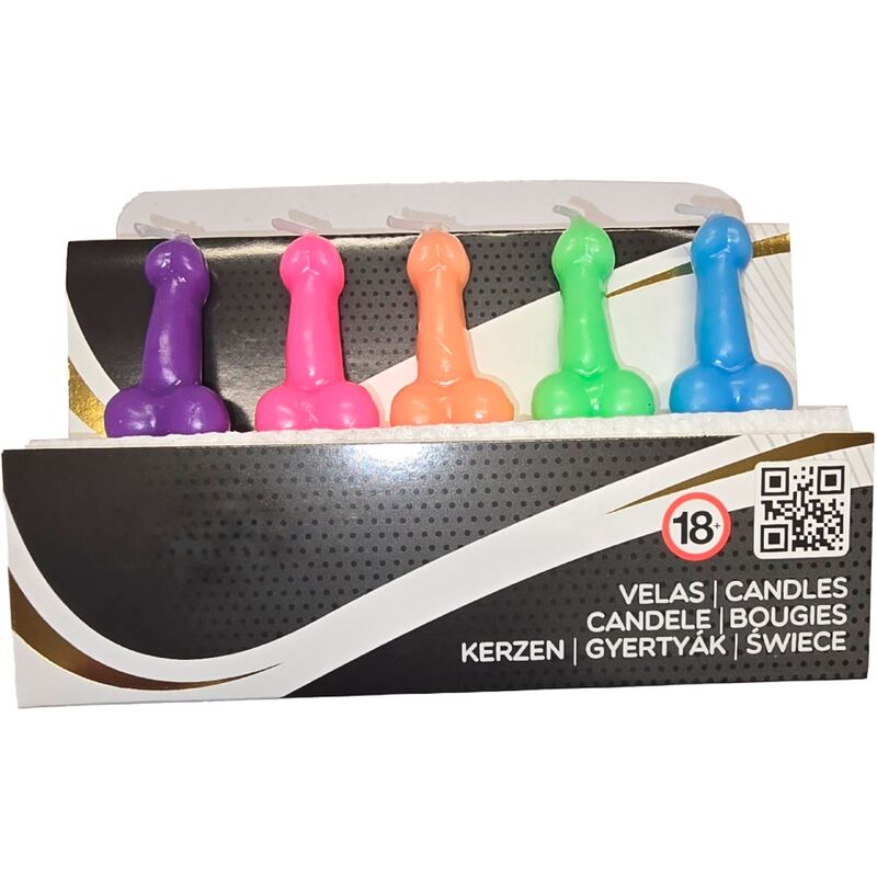 Candele a Forma di Pene Diablo Picante — Set 5 Pezzi Multicolor