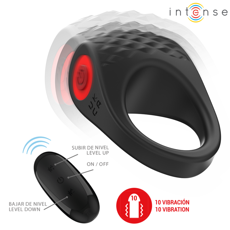 Anello Fallico Vibrante Intense Clover — 10 Vibrazioni, Nero