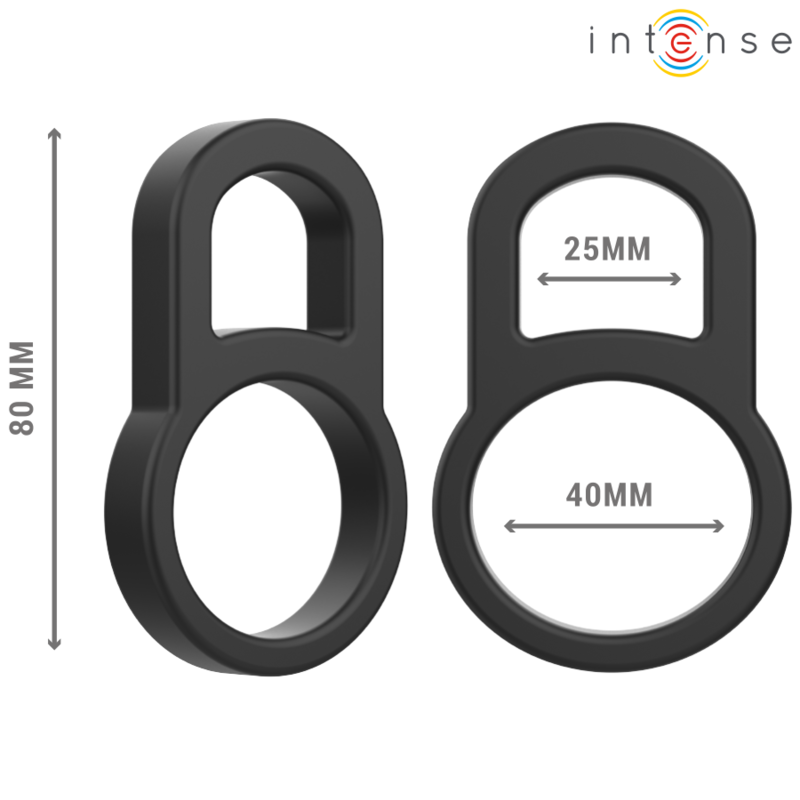 Anello Fallico Doppio in Silicone Intense Bobby — Nero