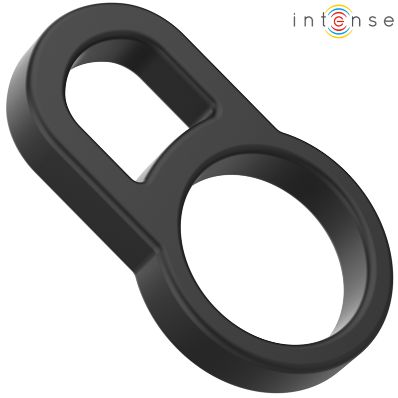 Anello Fallico Doppio in Silicone Intense Bobby — Nero